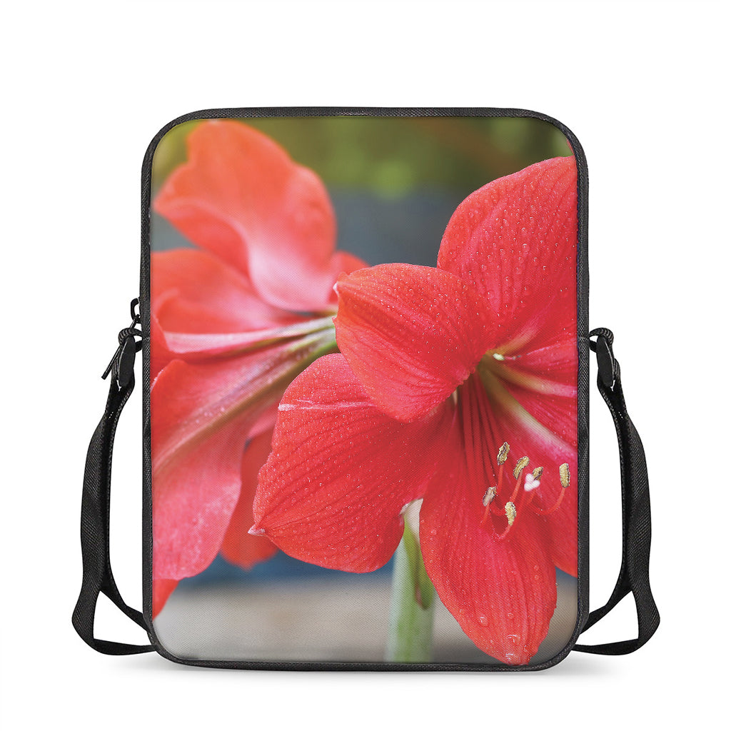 Blooming Amaryllis Print Rectangular Crossbody Bag