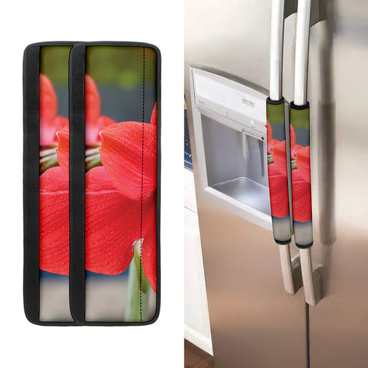 Blooming Amaryllis Print Refrigerator Handle Covers