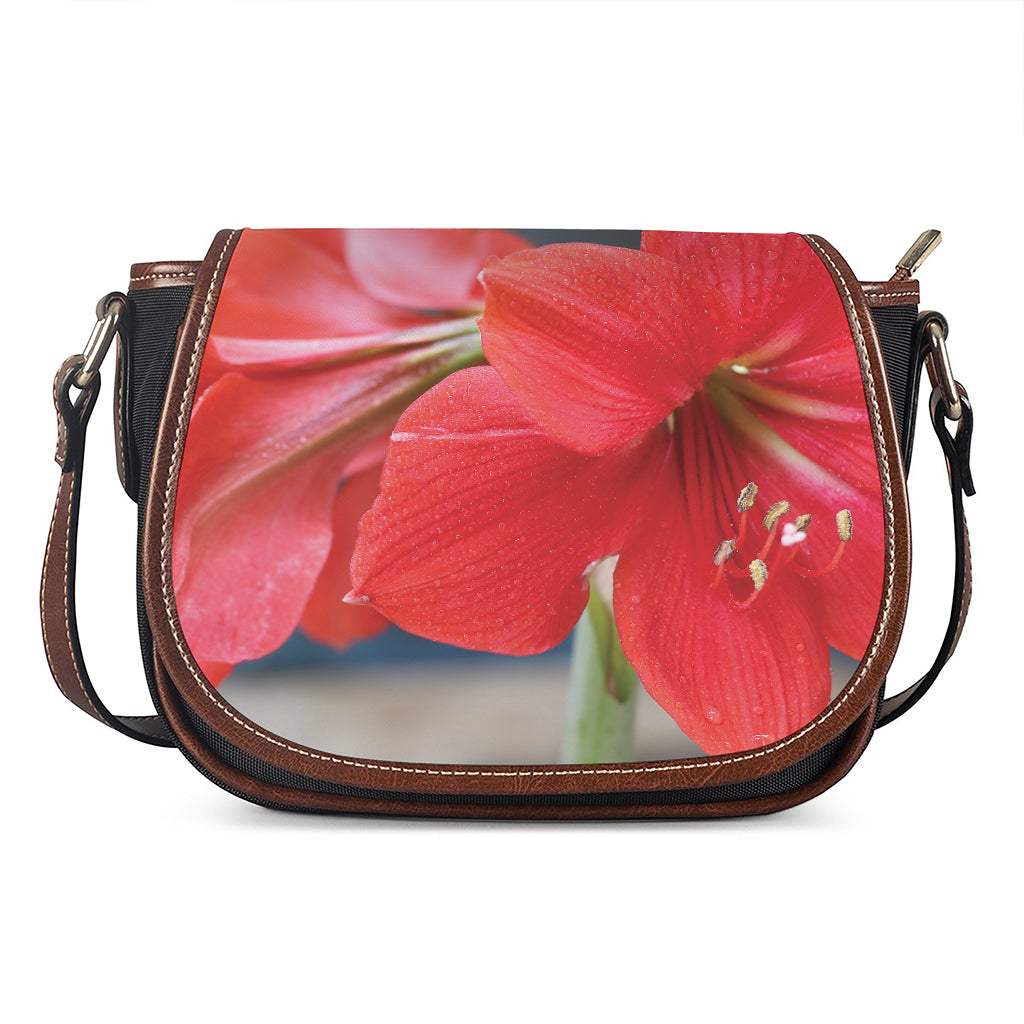 Blooming Amaryllis Print Saddle Bag