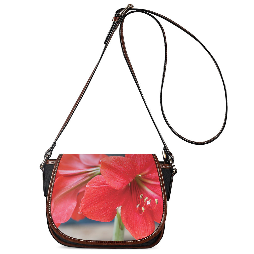 Blooming Amaryllis Print Saddle Bag