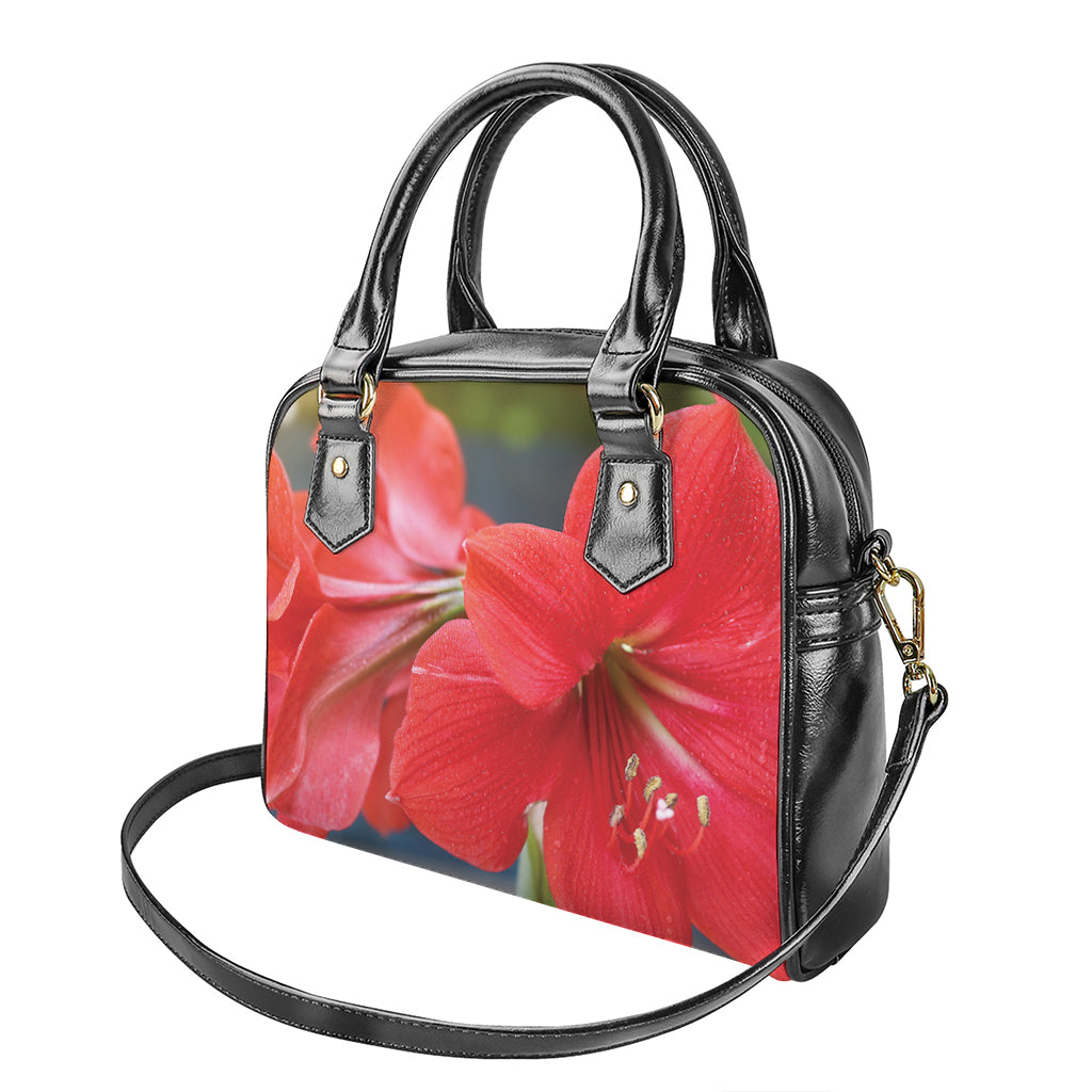 Blooming Amaryllis Print Shoulder Handbag