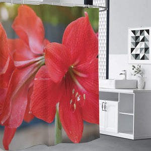 Blooming Amaryllis Print Shower Curtain