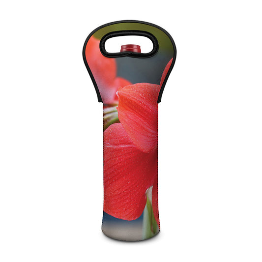 Blooming Amaryllis Print Single Neoprene Wine Tote