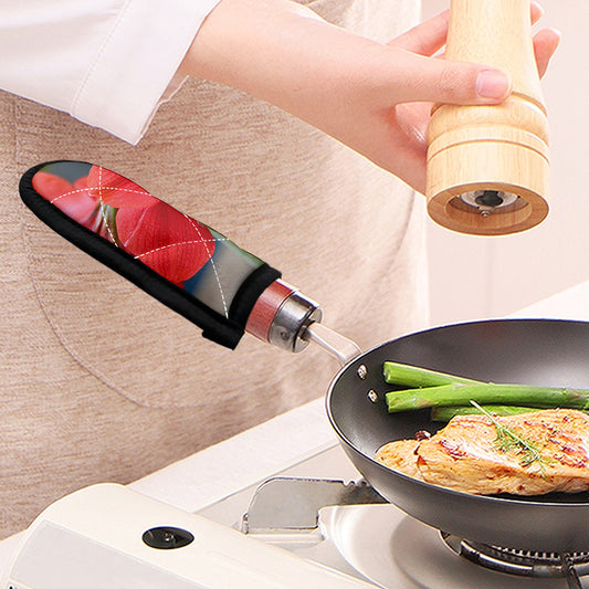 Blooming Amaryllis Print Skillet Handle Cover
