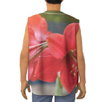 Blooming Amaryllis Print Sleeveless Baseball Jersey