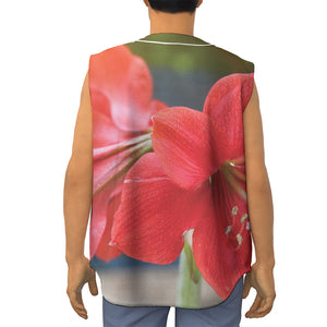 Blooming Amaryllis Print Sleeveless Baseball Jersey