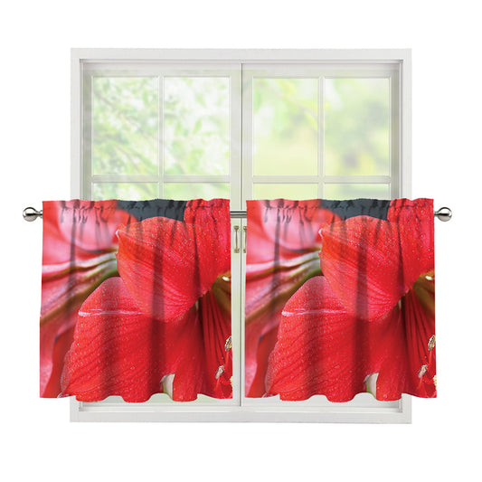 Blooming Amaryllis Print Tier Curtains