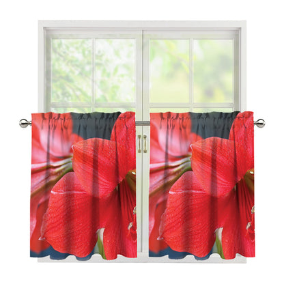 Blooming Amaryllis Print Tier Curtains