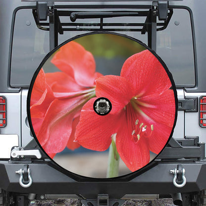 Blooming Amaryllis Print Tire Cover With Camera Hole