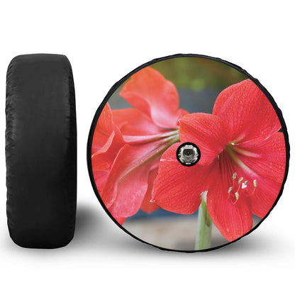 Blooming Amaryllis Print Tire Cover With Camera Hole