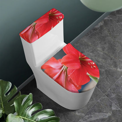 Blooming Amaryllis Print Toilet Lid And Tank Cover Set