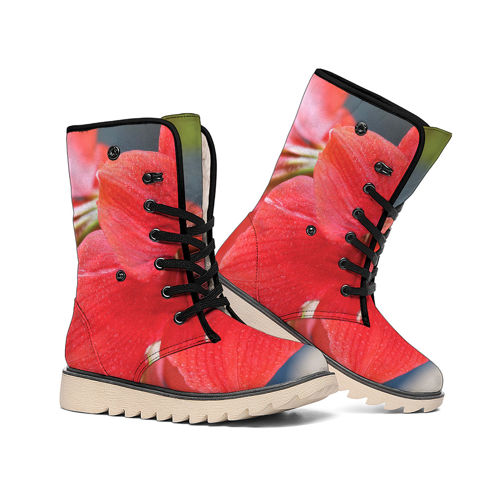 Blooming Amaryllis Print Winter Boots