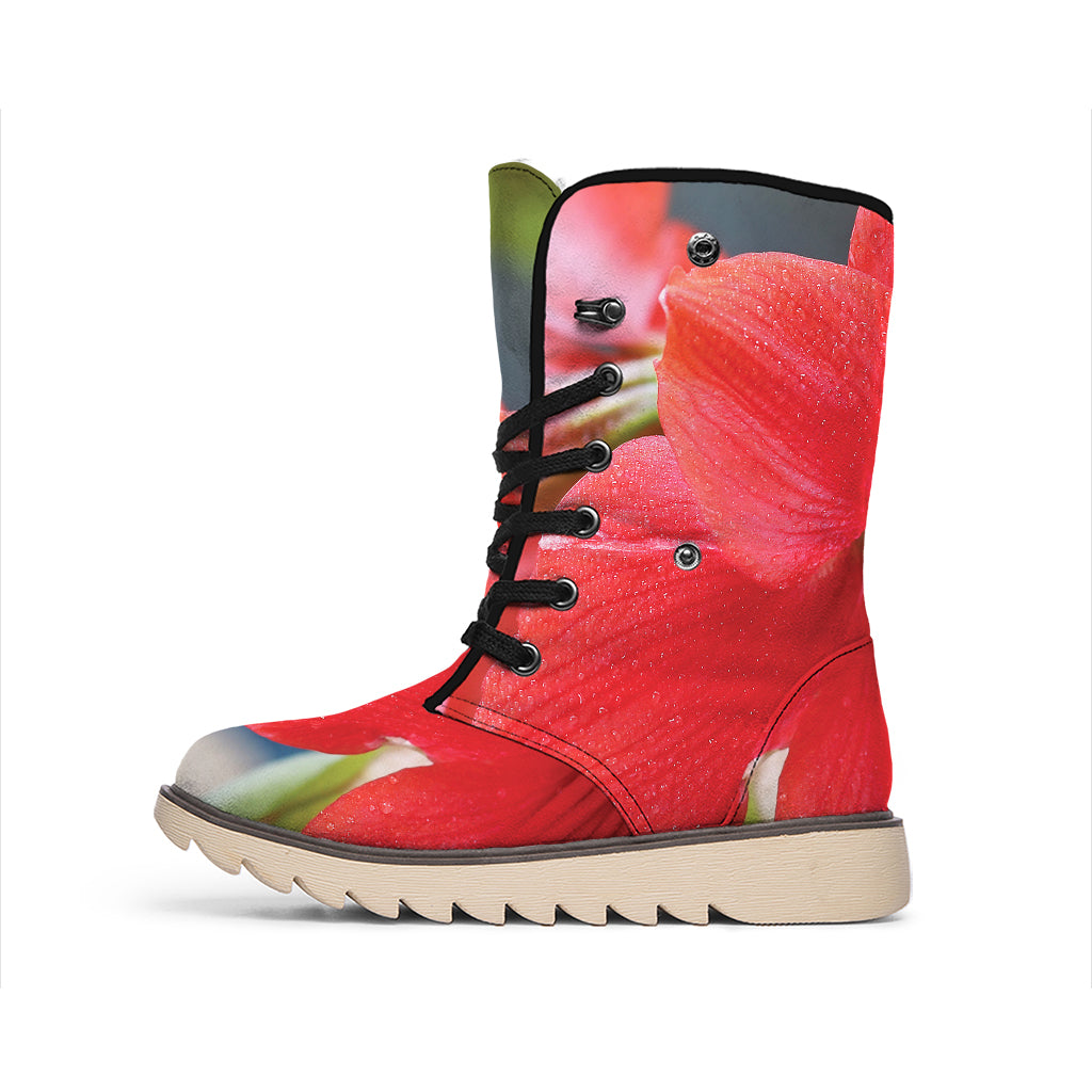 Blooming Amaryllis Print Winter Boots