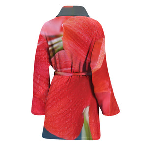 Blooming Amaryllis Print Women's Bathrobe