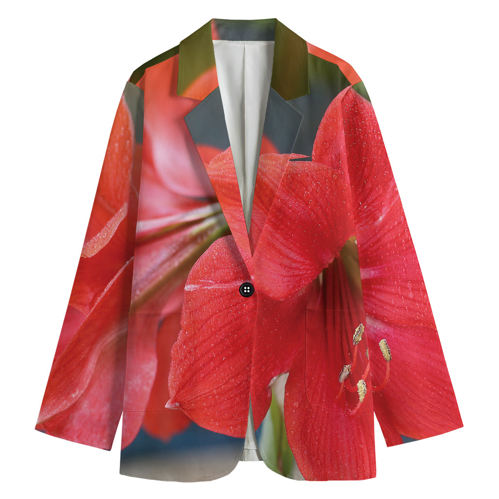 Blooming Amaryllis Print Women's Blazer