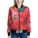 Blooming Amaryllis Print Women's Bomber Jacket