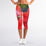 Blooming Amaryllis Print Women's Capri Leggings