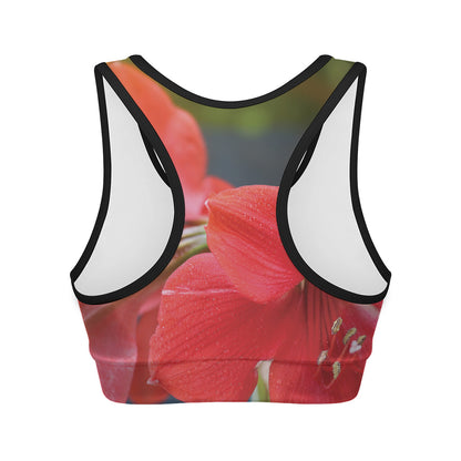 Blooming Amaryllis Print Women's Sports Bra