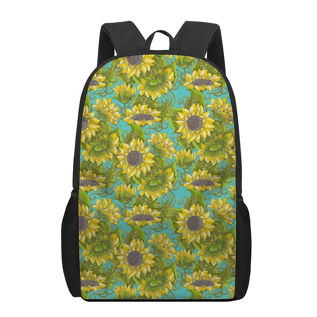 Blooming Sunflower Pattern Print 17 Inch Backpack