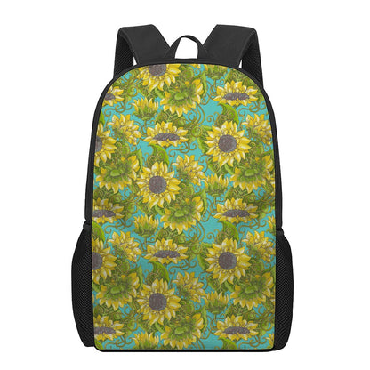 Blooming Sunflower Pattern Print 17 Inch Backpack