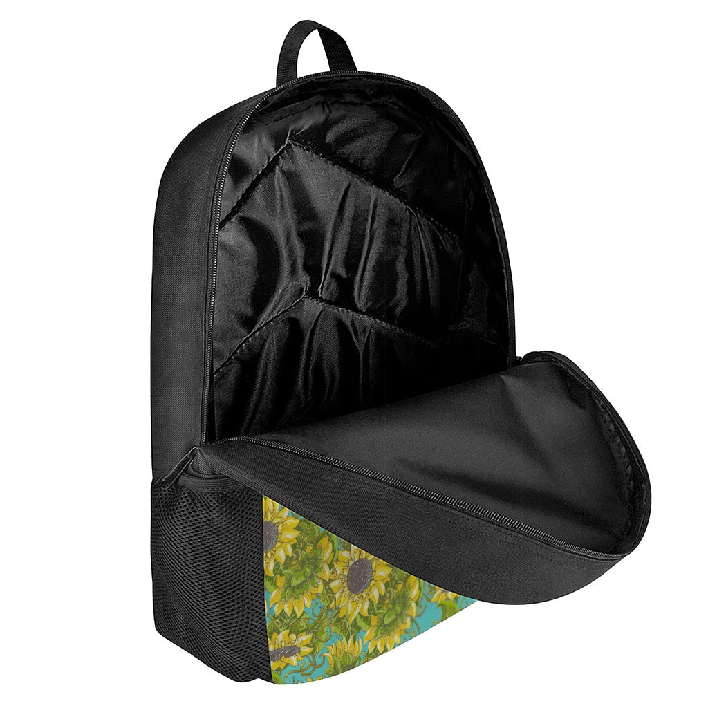 Blooming Sunflower Pattern Print 17 Inch Backpack