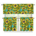 Blooming Sunflower Pattern Print 3 Piece Kitchen Curtains