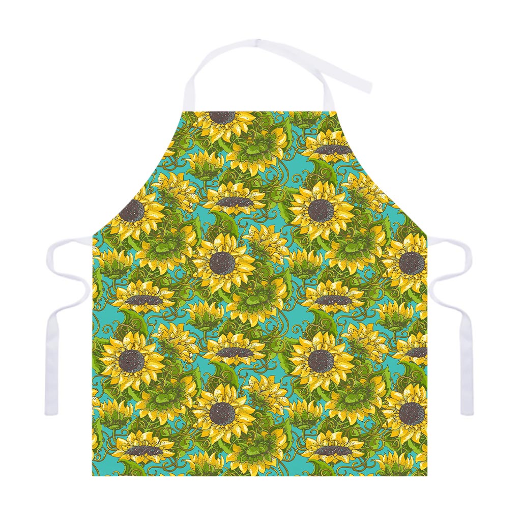 Blooming Sunflower Pattern Print Adjustable Apron