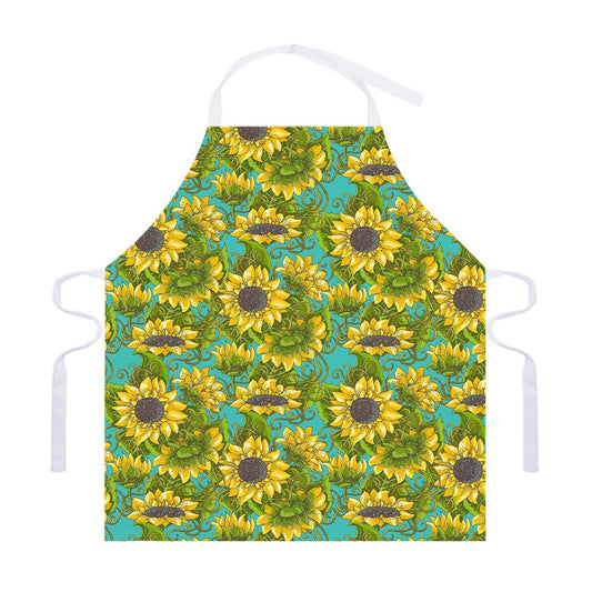 Blooming Sunflower Pattern Print Adjustable Apron