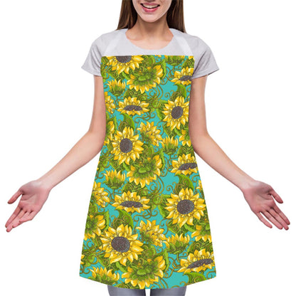 Blooming Sunflower Pattern Print Adjustable Apron
