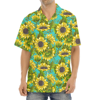 Blooming Sunflower Pattern Print Aloha Shirt