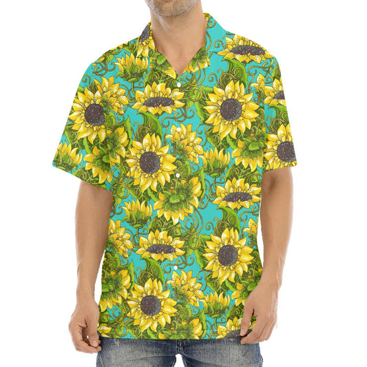 Blooming Sunflower Pattern Print Aloha Shirt