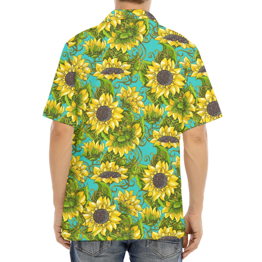 Blooming Sunflower Pattern Print Aloha Shirt
