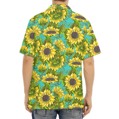 Blooming Sunflower Pattern Print Aloha Shirt