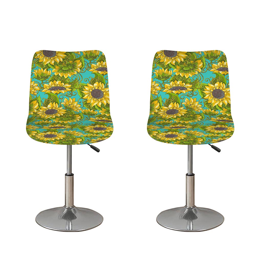 Blooming Sunflower Pattern Print Bar Stool Covers