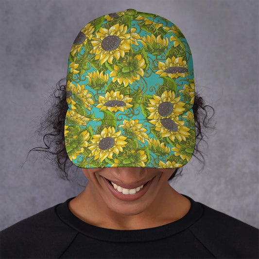 Blooming Sunflower Pattern Print Baseball Cap