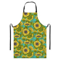 Blooming Sunflower Pattern Print Bib Apron With Pocket