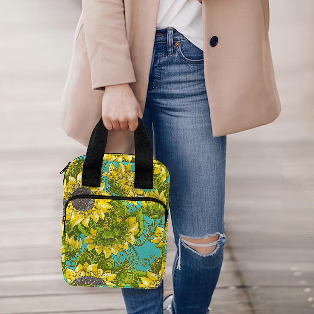 Blooming Sunflower Pattern Print Bible Tote Bag