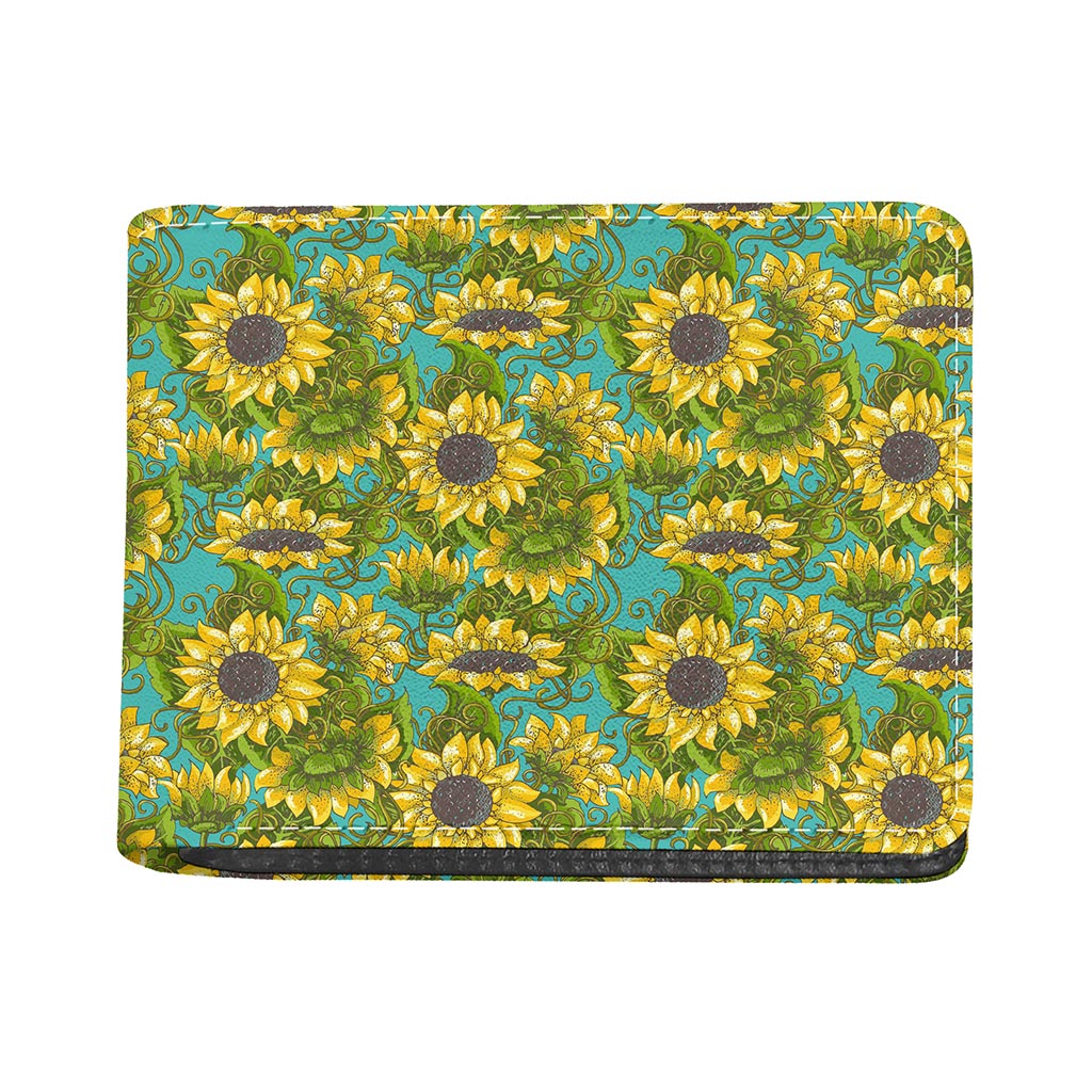 Blooming Sunflower Pattern Print Bifold Wallet