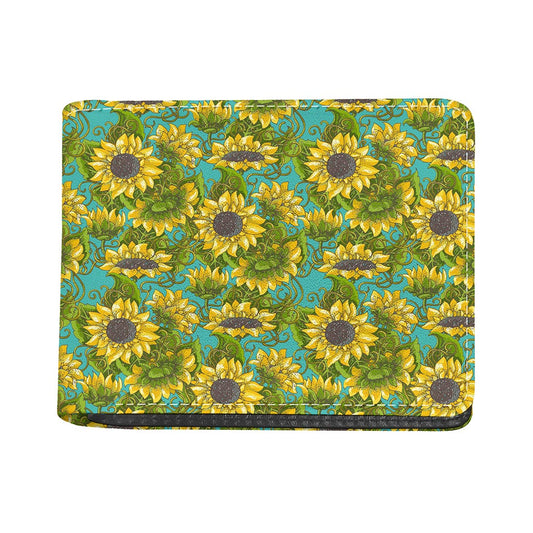 Blooming Sunflower Pattern Print Bifold Wallet