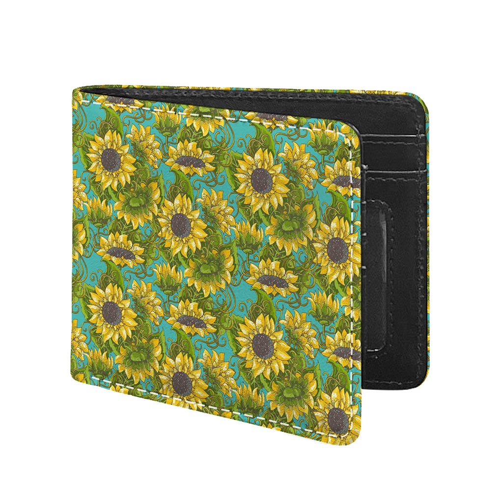 Blooming Sunflower Pattern Print Bifold Wallet