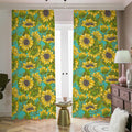 Blooming Sunflower Pattern Print Dimout Pencil Pleat Curtains