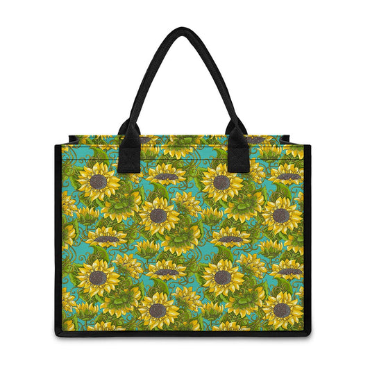 Blooming Sunflower Pattern Print Canvas Tote Bag