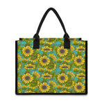 Blooming Sunflower Pattern Print Canvas Tote Bag
