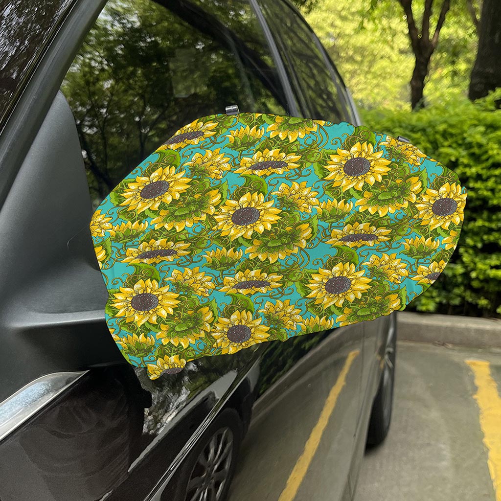 Blooming Sunflower Pattern Print Car Side Mirror Covers