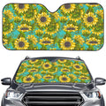 Blooming Sunflower Pattern Print Car Windshield Sun Shade
