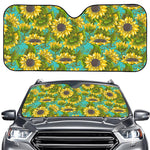 Blooming Sunflower Pattern Print Car Windshield Sun Shade