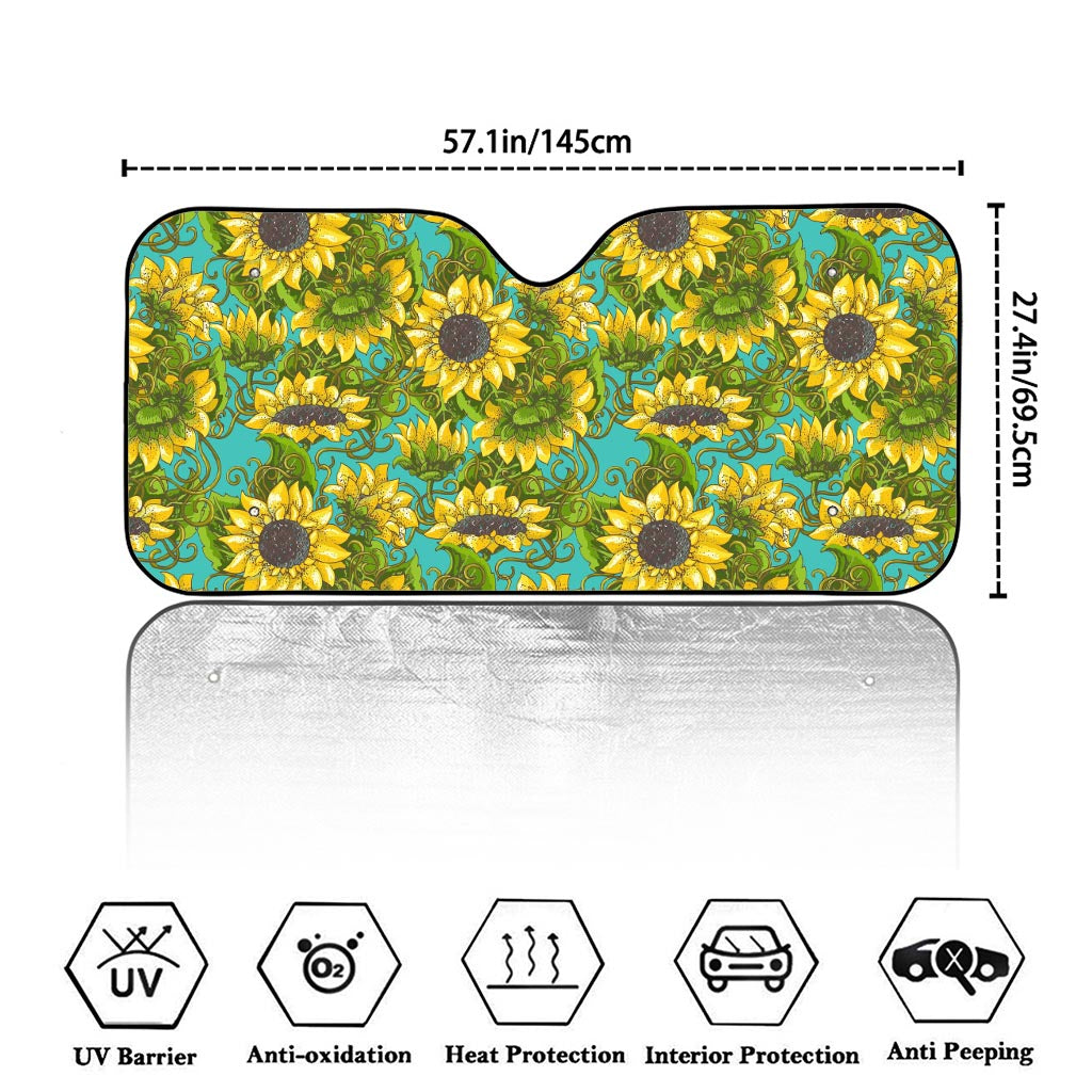 Blooming Sunflower Pattern Print Car Windshield Sun Shade