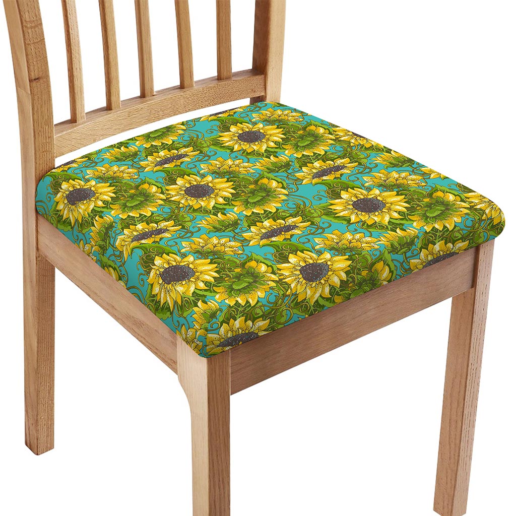 Blooming Sunflower Pattern Print Chair Cushion Cover
