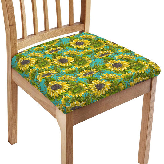 Blooming Sunflower Pattern Print Chair Cushion Cover