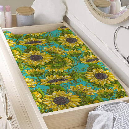 Blooming Sunflower Pattern Print Changing Pad Cover